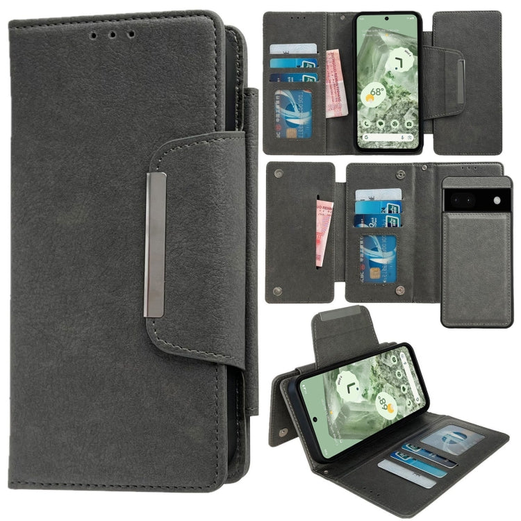 For Google Pixel 6 Multifunctional 7-Card Wallet Leather Phone Case(Grey)