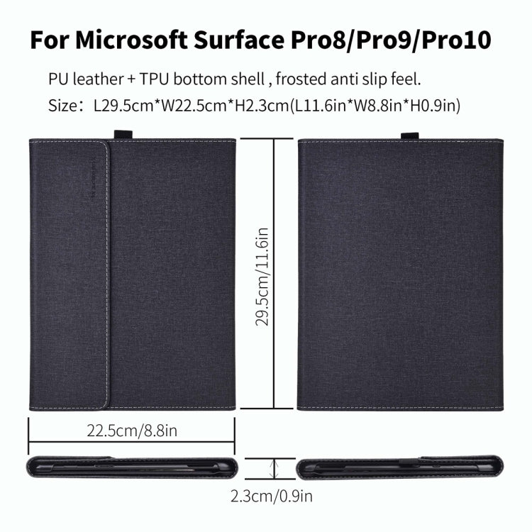 For Microsoft Surface Pro 10 Cloth Texture PC Tablet Protective Case(Black)