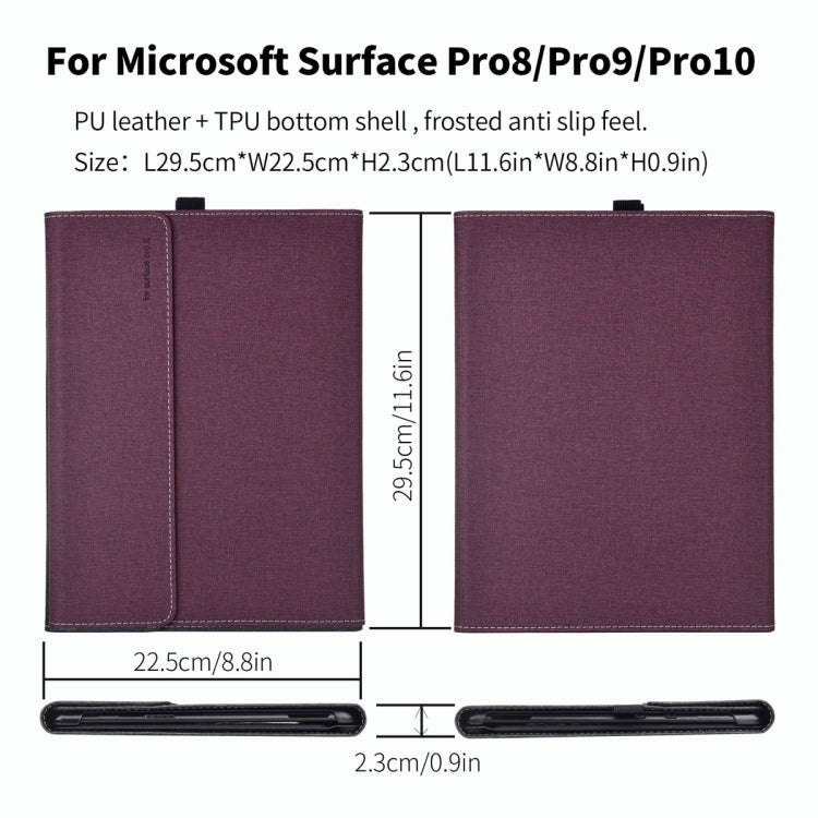 For Microsoft Surface Pro 10 Cloth Texture PC Tablet Protective Case(Wine Red)