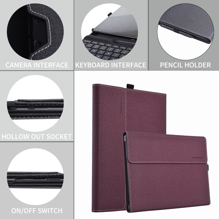 For Microsoft Surface Pro 10 Cloth Texture PC Tablet Protective Case(Wine Red)