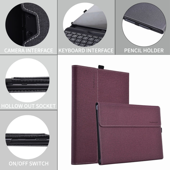 For Microsoft Surface Pro 10 Cloth Texture PC Tablet Protective Case(Wine Red)