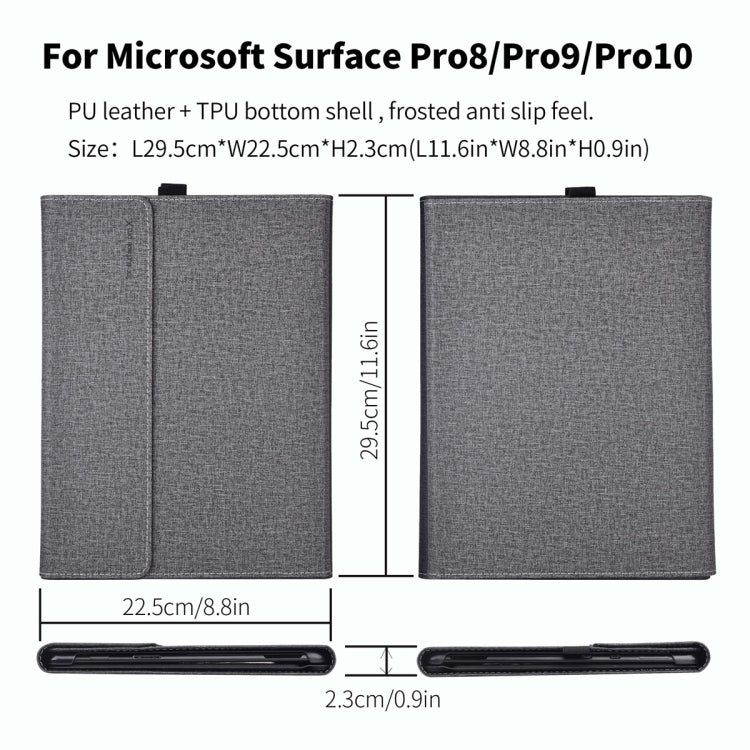For Microsoft Surface Pro 10 Cloth Texture PC Tablet Protective Case(Light Grey)