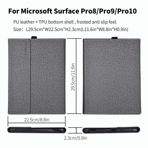For Microsoft Surface Pro 10 Cloth Texture PC Tablet Protective Case(Light Grey)