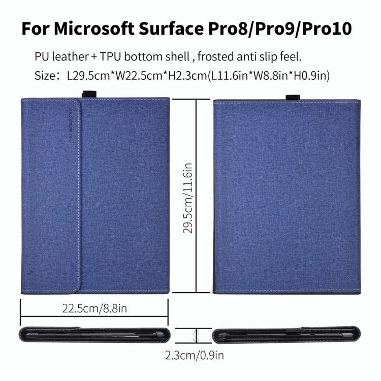 For Microsoft Surface Pro 10 Cloth Texture PC Tablet Protective Case(Dark Blue)