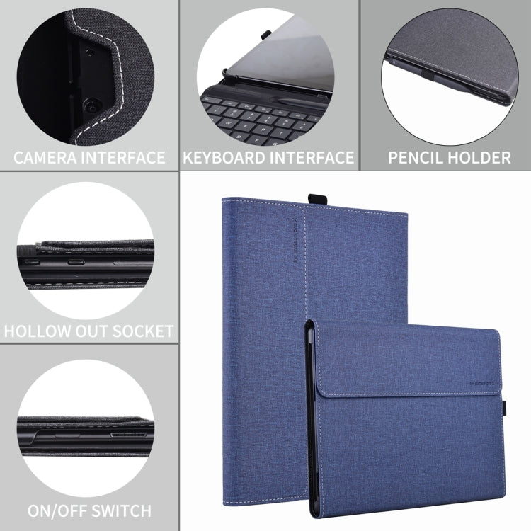 For Microsoft Surface Pro 10 Cloth Texture PC Tablet Protective Case(Dark Blue)