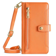 For Motorola Edge 50 5G Sheep Texture Cross-body Zipper Wallet Leather Phone Case(Orange)