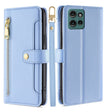For Motorola Edge 50 5G Sheep Texture Cross-body Zipper Wallet Leather Phone Case(Blue) - Motorola Cases by PMC TechLife | Online Shopping South Africa | PMC TechLife | Buy Now Pay Later Mobicred