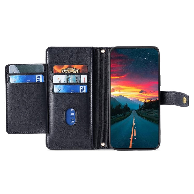 For Motorola Edge 50 Pro 5G Sheep Texture Cross-body Zipper Wallet Leather Phone Case(Black)