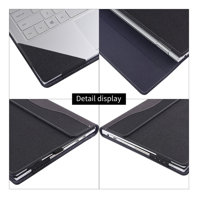 For Microsoft Surface Laptop 6 15 inch Cloth Texture Laptop Leather Case With Stand Function(Black)