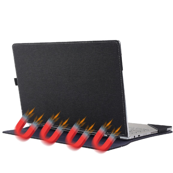 For Microsoft Surface Laptop 6 13.5 inch Cloth Texture Laptop Leather Case With Stand Function(Black)