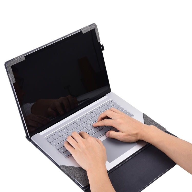 For Microsoft Surface Laptop 6 15 inch Cloth Texture Laptop Leather Protective Case(Space Ash)