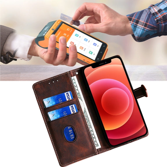 For Motorola Edge 5G 2024 Skin Feel Magnetic Buckle Leather Phone Case(Brown)