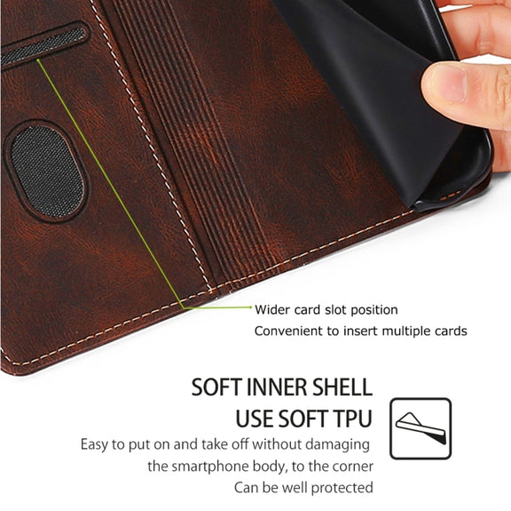 For Motorola Edge 5G 2024 Skin Feel Magnetic Buckle Leather Phone Case(Brown)