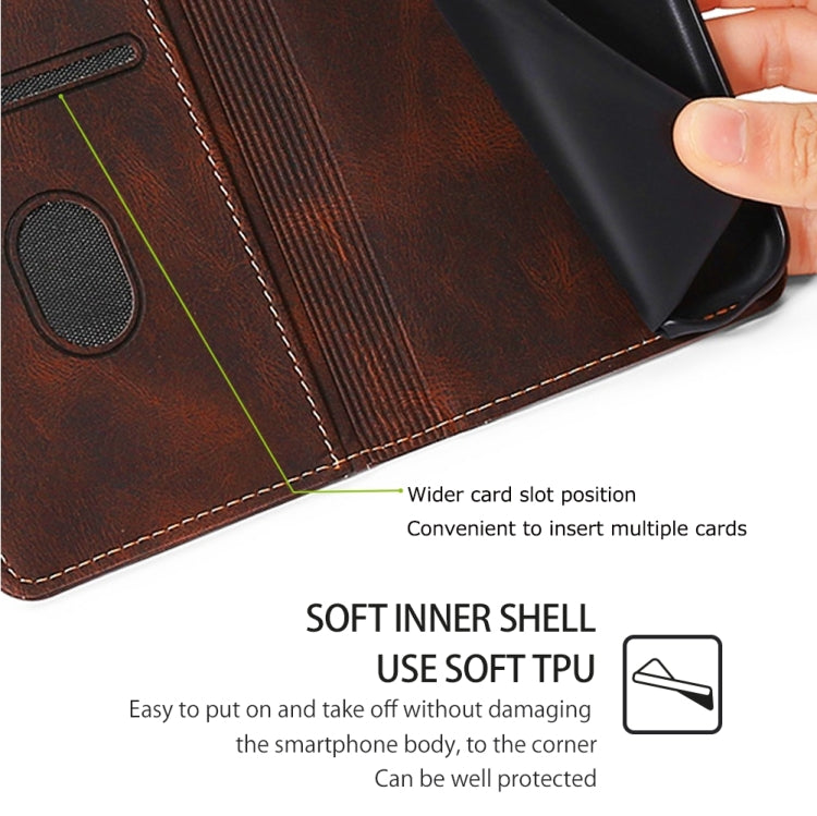 For Motorola Edge 5G 2024 Skin Feel Magnetic Buckle Leather Phone Case(Brown)