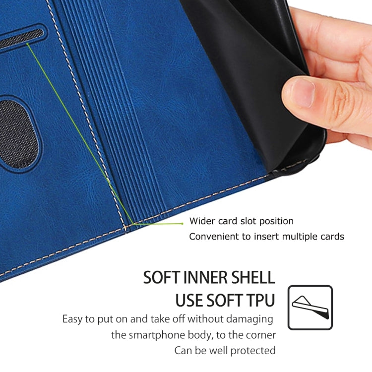 For Motorola Edge 5G 2024 Skin Feel Magnetic Buckle Leather Phone Case(Blue)