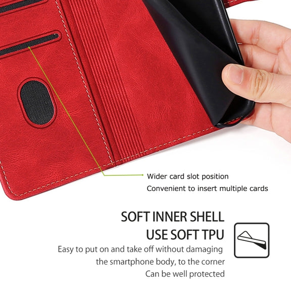 For Motorola Edge 5G 2024 Skin Feel Magnetic Buckle Leather Phone Case(Red)