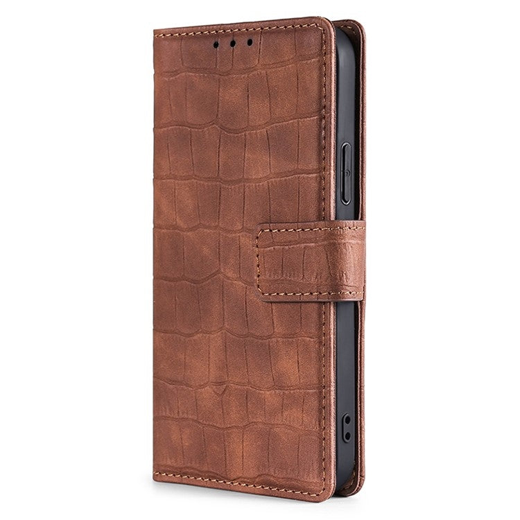 For Motorola Edge 5G 2024 Skin Feel Crocodile Magnetic Clasp Leather Phone Case(Brown)