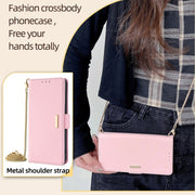For Huawei Pura 70 5G Crossbody Chain Leather Phone Case(Pink)