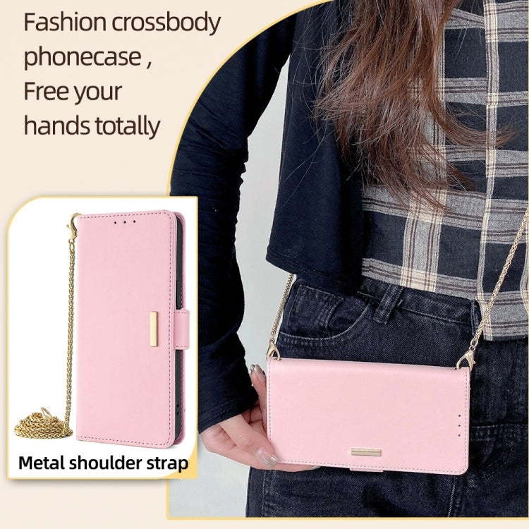 For Huawei Pura 70 5G Crossbody Chain Leather Phone Case(Pink)