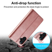 For iPhone 16 LC.IMEEKE Strong Magnetism Microfiber Leather Phone Case(Rose Gold)