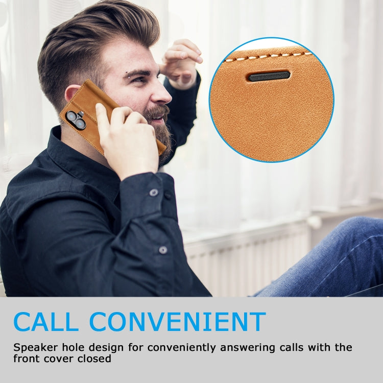 For iPhone 16 LC.IMEEKE Strong Magnetism Microfiber Leather Phone Case(Brown)