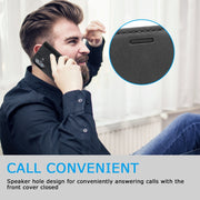 For iPhone 16 Plus LC.IMEEKE Strong Magnetism Microfiber Leather Phone Case(Black)