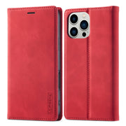 For iPhone 16 Pro LC.IMEEKE Strong Magnetism Microfiber Leather Phone Case(Red)