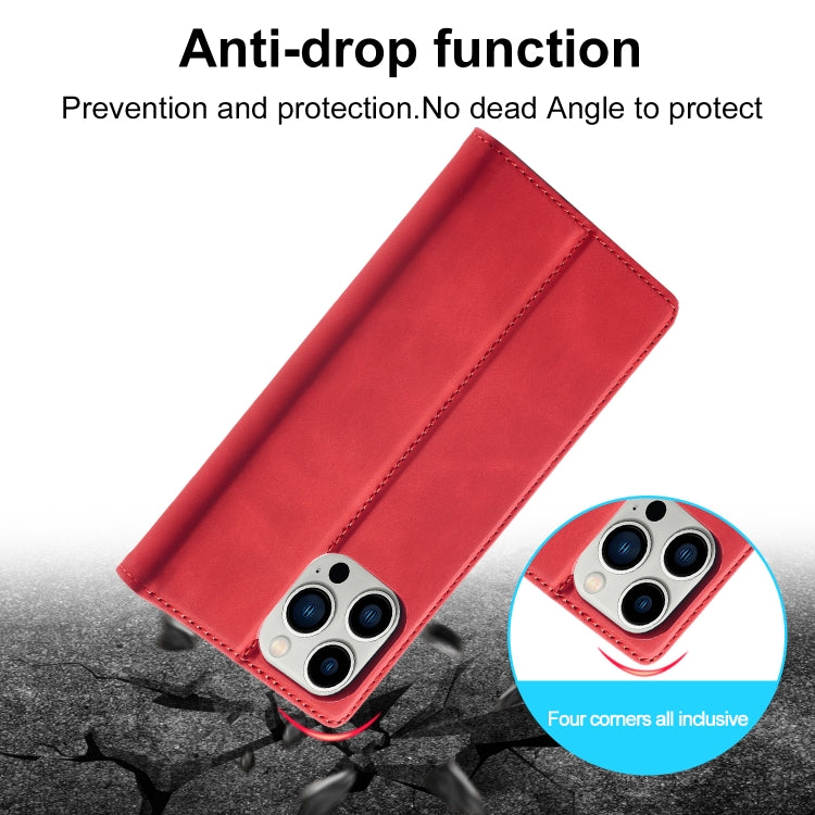 For iPhone 16 Pro LC.IMEEKE Strong Magnetism Microfiber Leather Phone Case(Red)