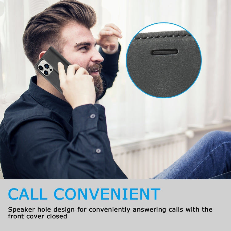 For iPhone 16 Pro Max LC.IMEEKE Strong Magnetism Microfiber Leather Phone Case(Black)