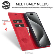 For iPhone 16 Pro Max LC.IMEEKE Strong Magnetism Microfiber Leather Phone Case(Red)