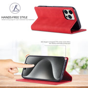 For iPhone 16 Pro Max LC.IMEEKE Strong Magnetism Microfiber Leather Phone Case(Red)