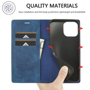 For iPhone 16 Pro Max LC.IMEEKE Strong Magnetism Microfiber Leather Phone Case(Blue)