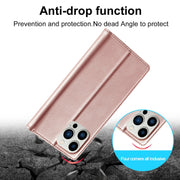 For iPhone 16 Pro Max LC.IMEEKE Strong Magnetism Microfiber Leather Phone Case(Rose Gold)