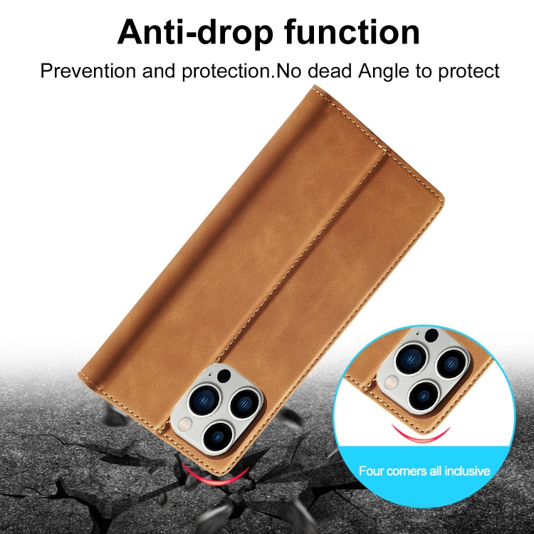 For iPhone 16 Pro Max LC.IMEEKE Strong Magnetism Microfiber Leather Phone Case(Brown)