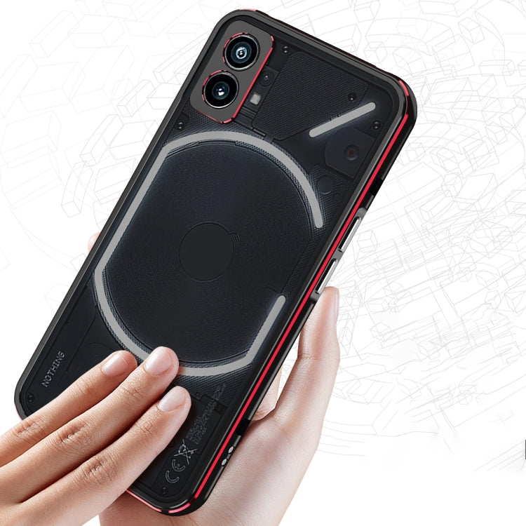 For Nothing Phone 2a Aurora Series Metal Frame Protective Phone Case(Black Silver)