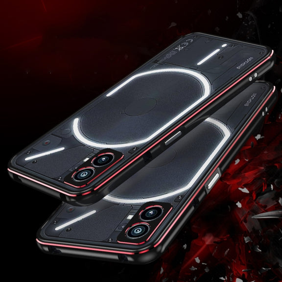For Nothing Phone 2a Aurora Series Metal Frame Protective Phone Case(Black Silver)