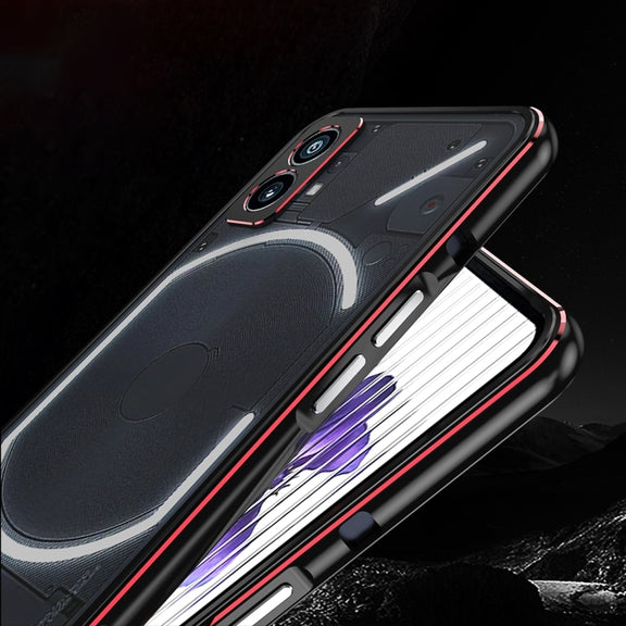 For Nothing Phone 2a Aurora Series Metal Frame Protective Phone Case(Black Silver)