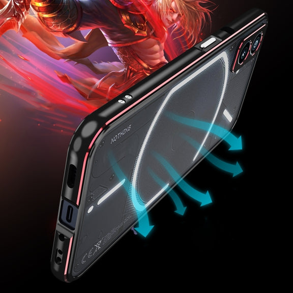 For Nothing Phone 2a Aurora Series Metal Frame Protective Phone Case(Black Silver)