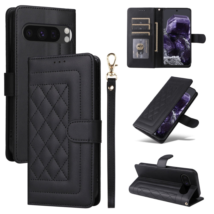 For Google Pixel 9 Diamond Lattice Leather Flip Phone Case(Black)