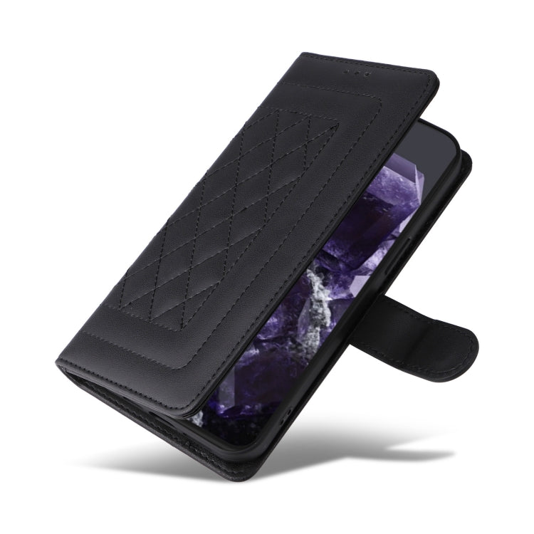 For Google Pixel 9 Diamond Lattice Leather Flip Phone Case(Black)