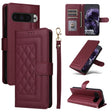 For Google Pixel 9 Pro Diamond Lattice Leather Flip Phone Case(Wine Red) - Google Cases by PMC TechLife | Online Shopping South Africa | PMC TechLife | Buy Now Pay Later Mobicred
