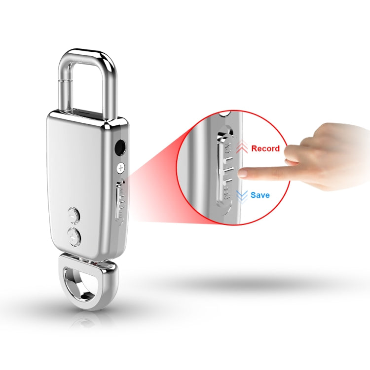 JNN S20 Zinc Alloy Keychain Voice Recorder, Memory:8GB(Black)