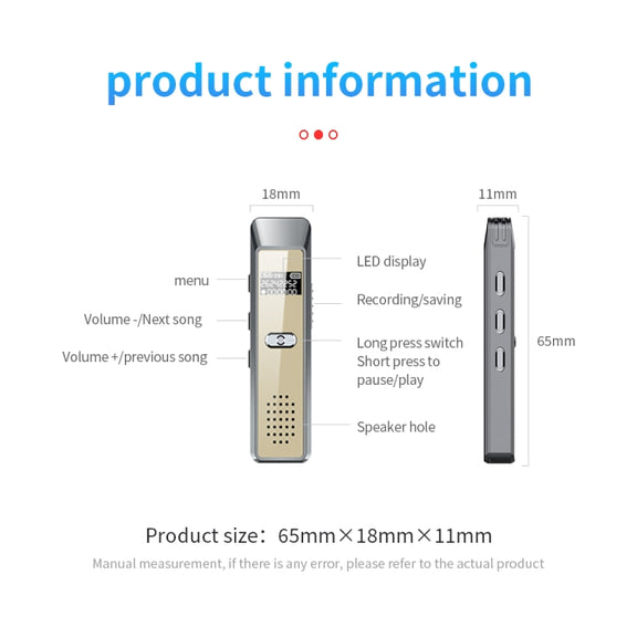 JNN Q7 Mini Portable Voice Recorder with OLED Screen, Memory:4GB(Grey+Gold)