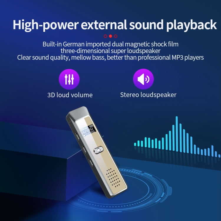 JNN Q7 Mini Portable Voice Recorder with OLED Screen, Memory:4GB(Grey+Gold)