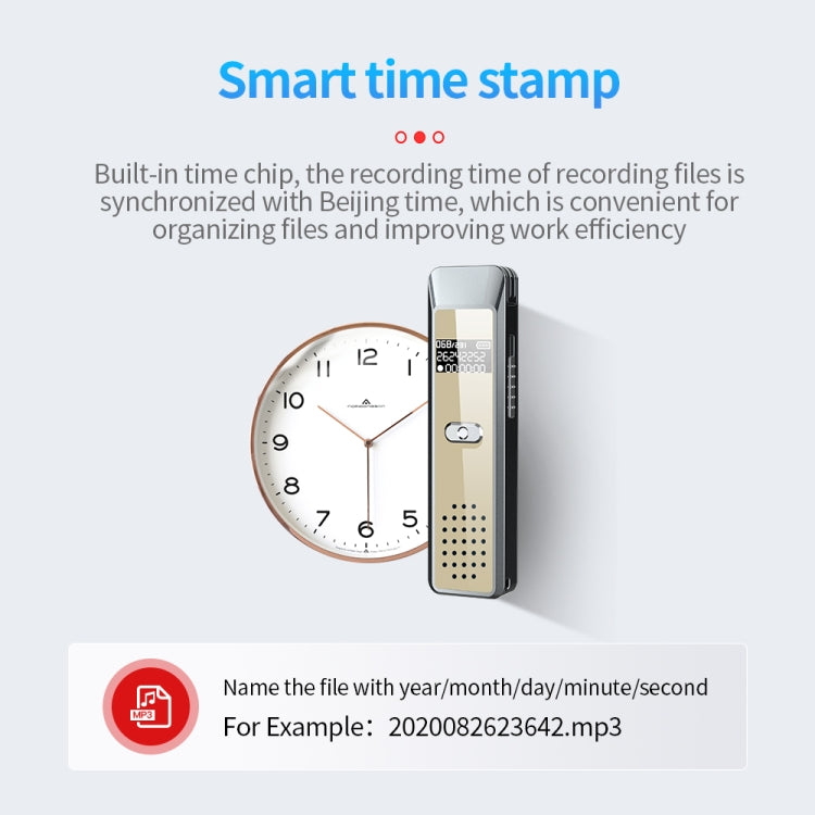 JNN Q7 Mini Portable Voice Recorder with OLED Screen, Memory:4GB(Grey+Gold)