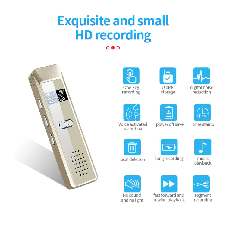 JNN Q7 Mini Portable Voice Recorder with OLED Screen, Memory:8GB(Gold)