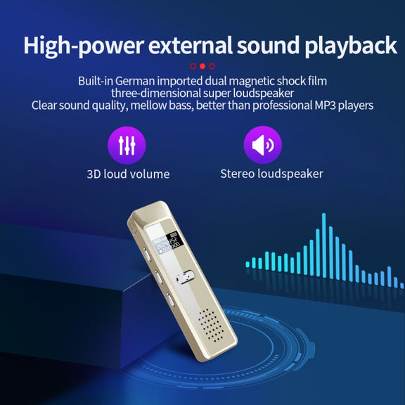 JNN Q7 Mini Portable Voice Recorder with OLED Screen, Memory:8GB(Gold)