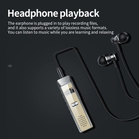 JNN Q7 Mini Portable Voice Recorder with OLED Screen, Memory:8GB(Grey+Gold)