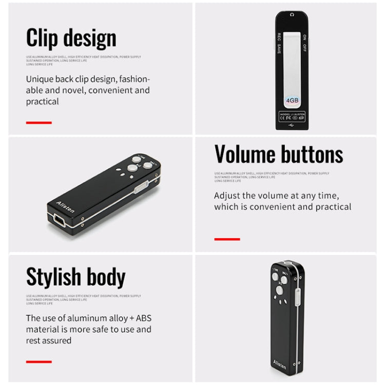 JNN J1 Mini Smart HD Noise Cancelling Voice Recorder, Memory:16GB(Black)