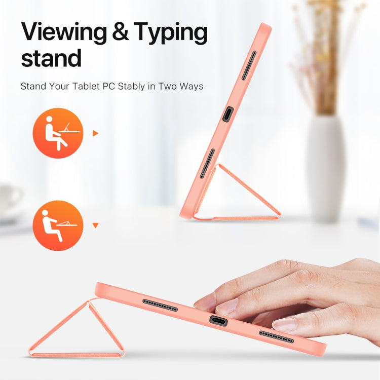 For iPad Pro 11 2024 DUX DUCIS Domo Series Cloth Texture Magnetic Leather Tablet Case(Pink)